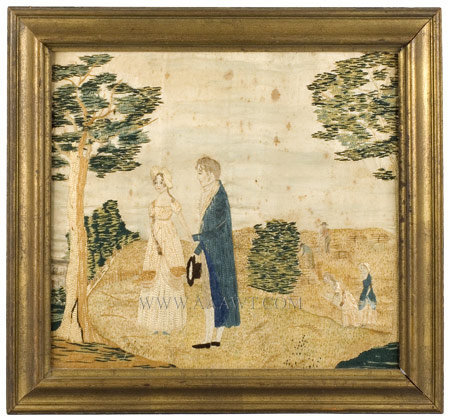 Embroidered Picture Anonymous Circa 1800 Silk on silk with watercolor